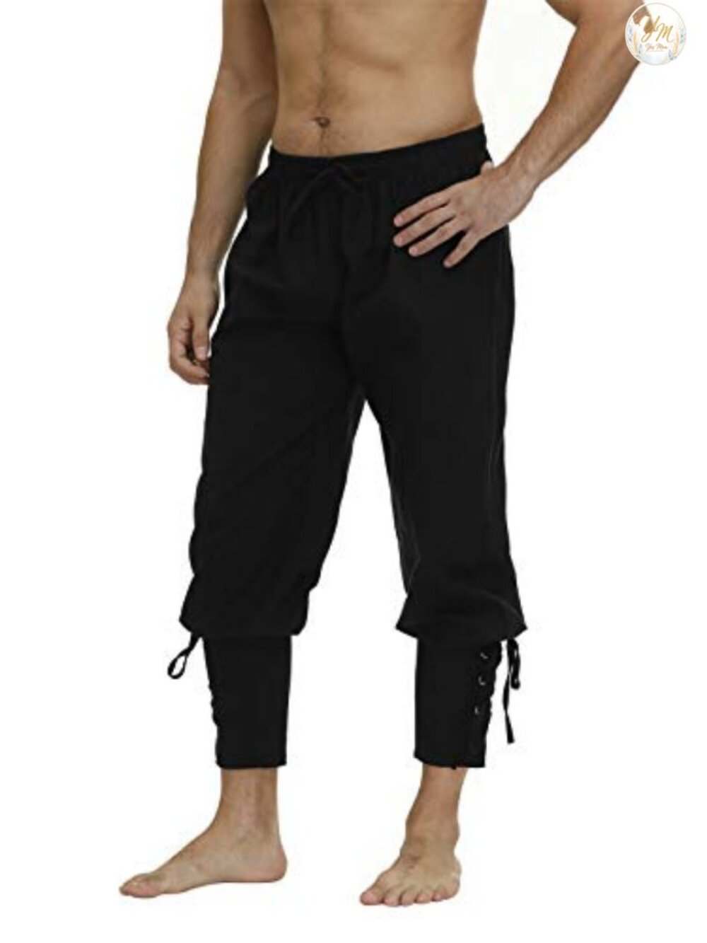 Men's Renaissance Pirate Pants Polyester Spandex Lace Up Costume Bottoms